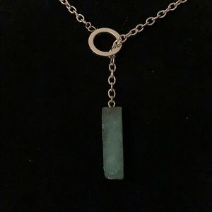 Genuine druzy and circle lariat necklace NWOT